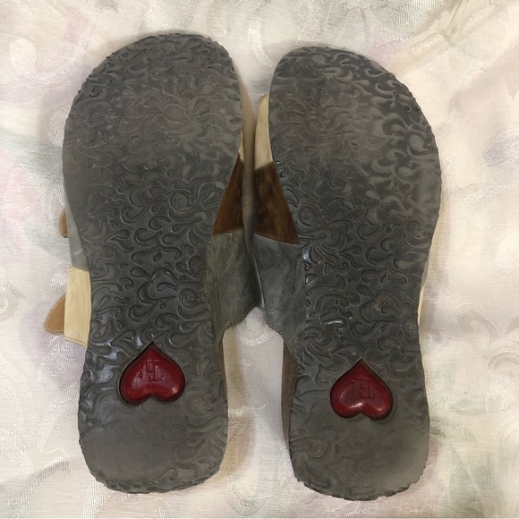 Think! Leather Mitzi Adjustable Footbed Slide Wedge Sandals size 9 - Picture 7 of 10